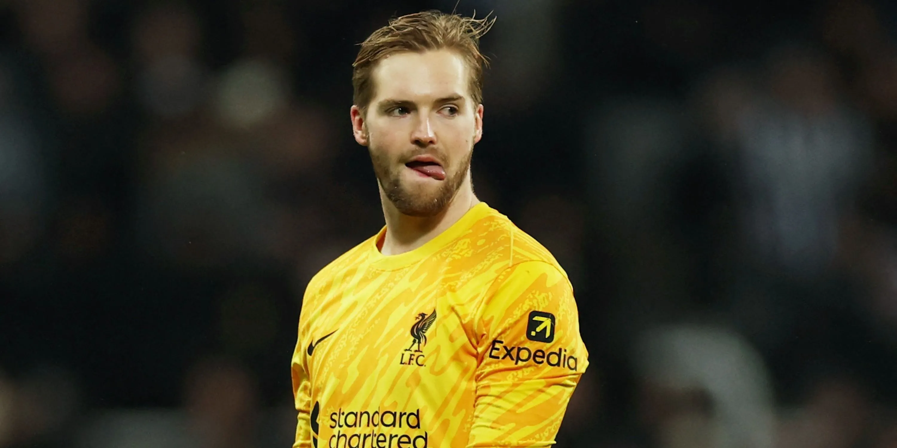 Thủ môn Caoimhin Kelleher trong màu áo Liverpool, mục tiêu chuyển nhượng của Aston Villa