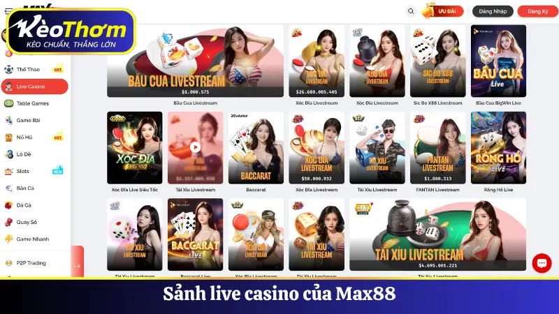 Max88 - Điểm Hẹn Cá Cược Lý Tưởng Dành Cho Dân Chơi 5 sảnh live casino của Max88