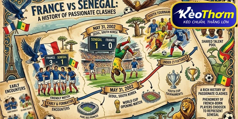 Pháp vs Sénégal | Dấu Ấn Đối Đầu Qua Các Kỳ Chạm Trán 2 Thông tin tổng quan trận đấu Pháp vs Sénégal tại lượt trận mở màn Bảng A World Cup 2026.